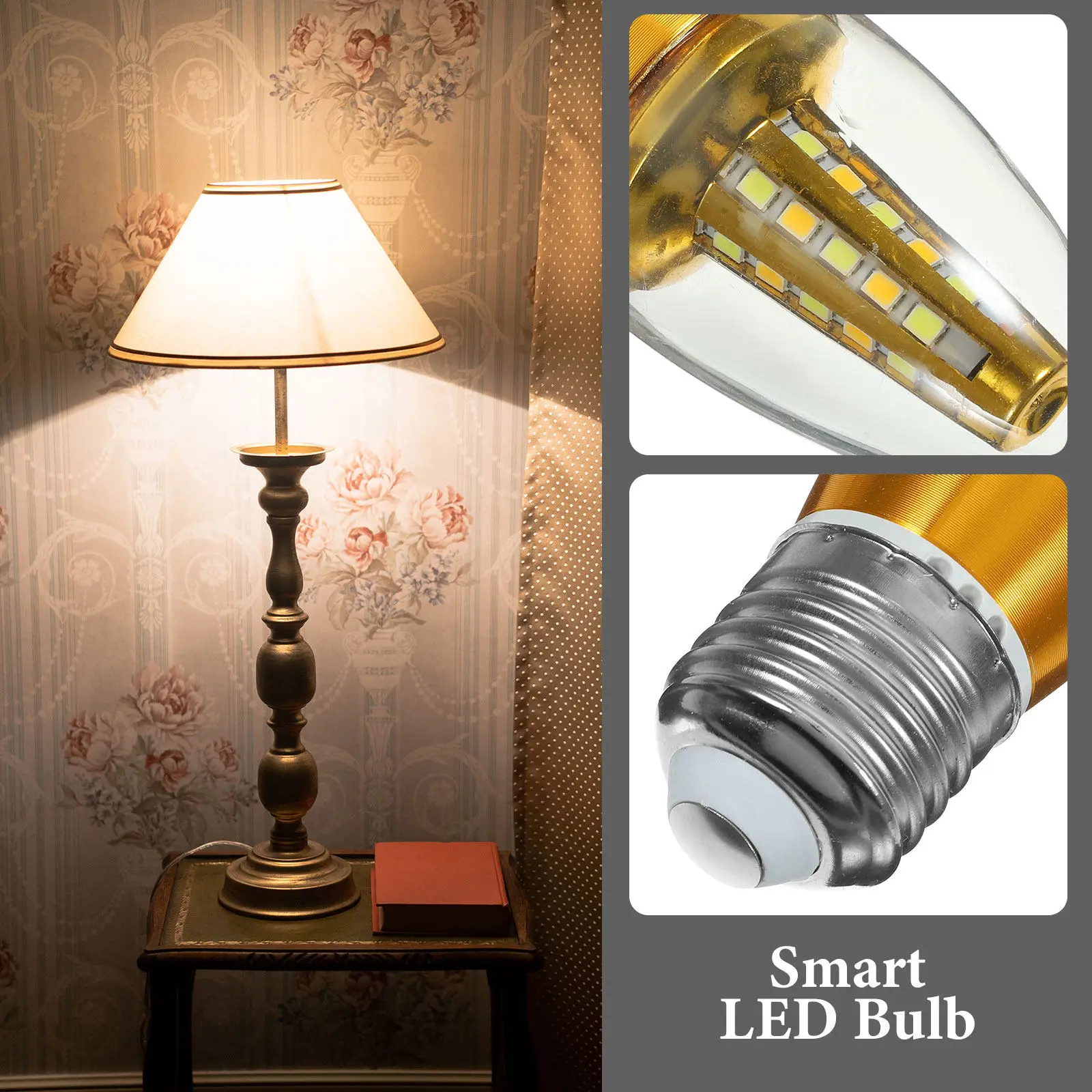 2Pcs Smart LED Bulb, 3-Color Changing, E27 Base, 7W Dimmable Light for Home & Office