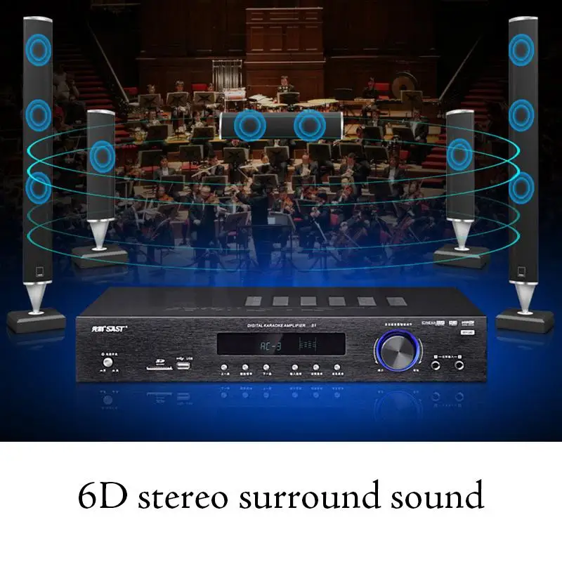 5.1 بلوتوث مكبرات الصوت 300 واط مكبر صوت Hifi 5.1 قنوات أمبير AC-3 ديكور دعم 4-16Ω المتكلم مرحلة الزفاف KTV الاستخدام المنزلي