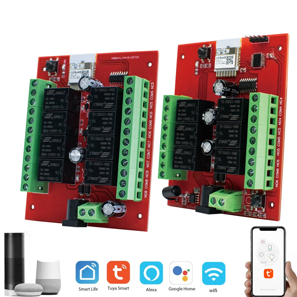 Tuya Wireless Switch Module 4/6/8 Channels Wifi Relay Controller APP Remote Control DIY Smart Home Automation