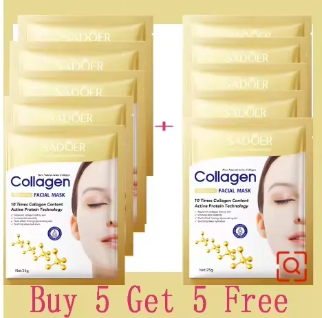10 Stück Koreanische Kollagen Anti-Falten Gesichtsmaske Feine Linien Reduzieren Anti-Aging Hautstraffung Feuchtigkeitsspendende Aufhellende Hautpflege-Maske