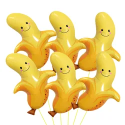 6Pcs Banana Foil Balloons arge Cute Fruit Mylar Balloons for Banana Themed Party Decoration Birthday Baby Shower Supplies