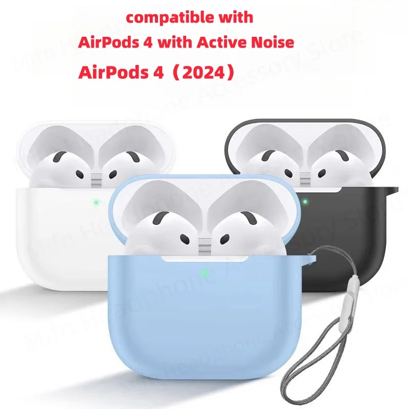 Solid color silicone case for AirPods 4 with Active Noise Cancellation/AirPods 4（2024）Case For Women Man for2024 AirPods Earbuds