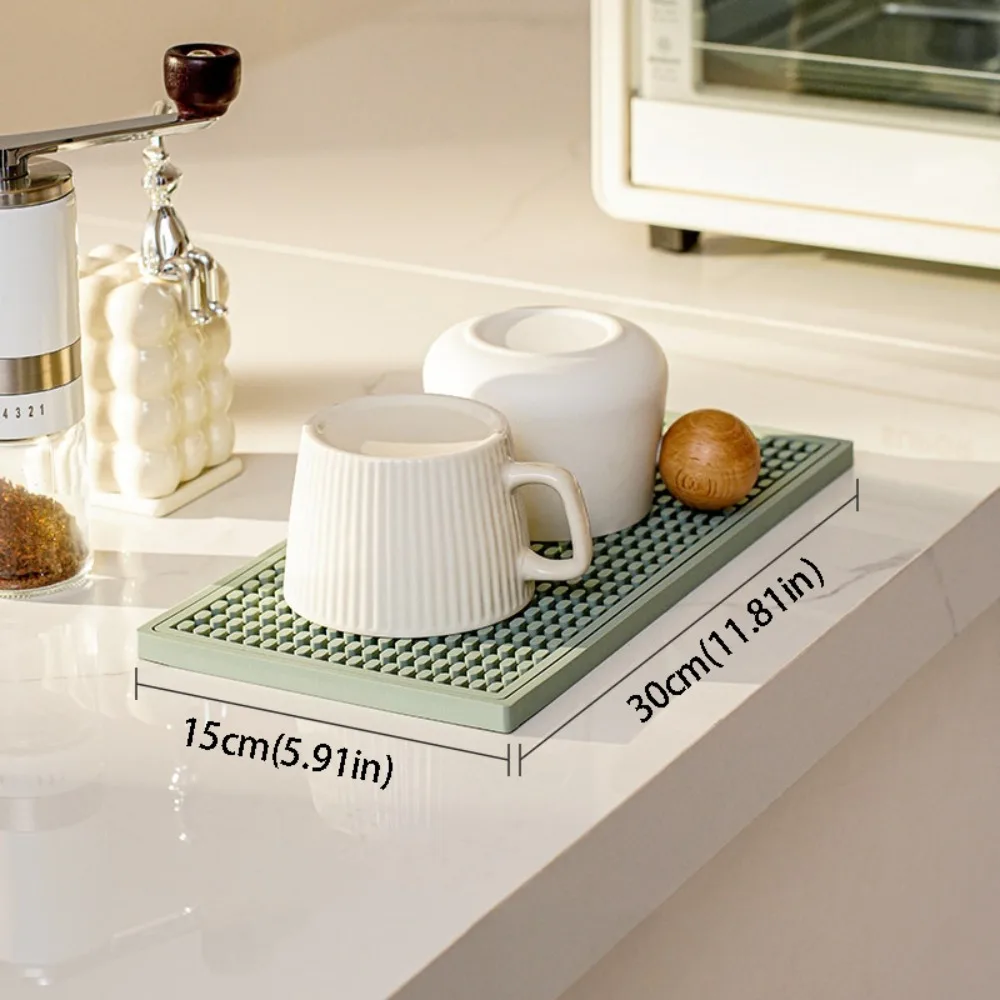 

Spill Protection Heat-resistant Bar Mat Reusable Non-Slip Drain Pad PVC Material Silicone Material Insulation Mat Bartender Use