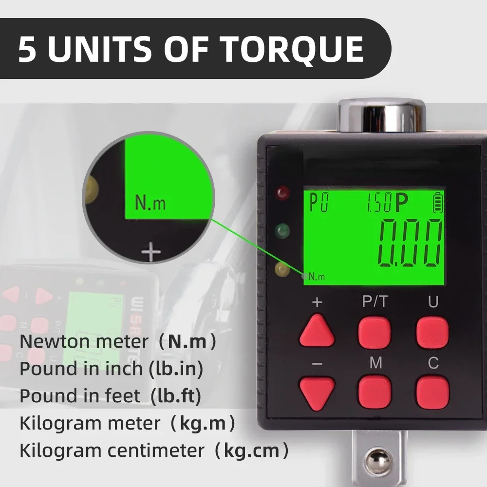 Hot SalesHigh Exactness Digital Torque Adapter 1.5-1000nm 1/4 3/8 1/2 3/4 Specification Adjustable Torque Wrench Hand Tools