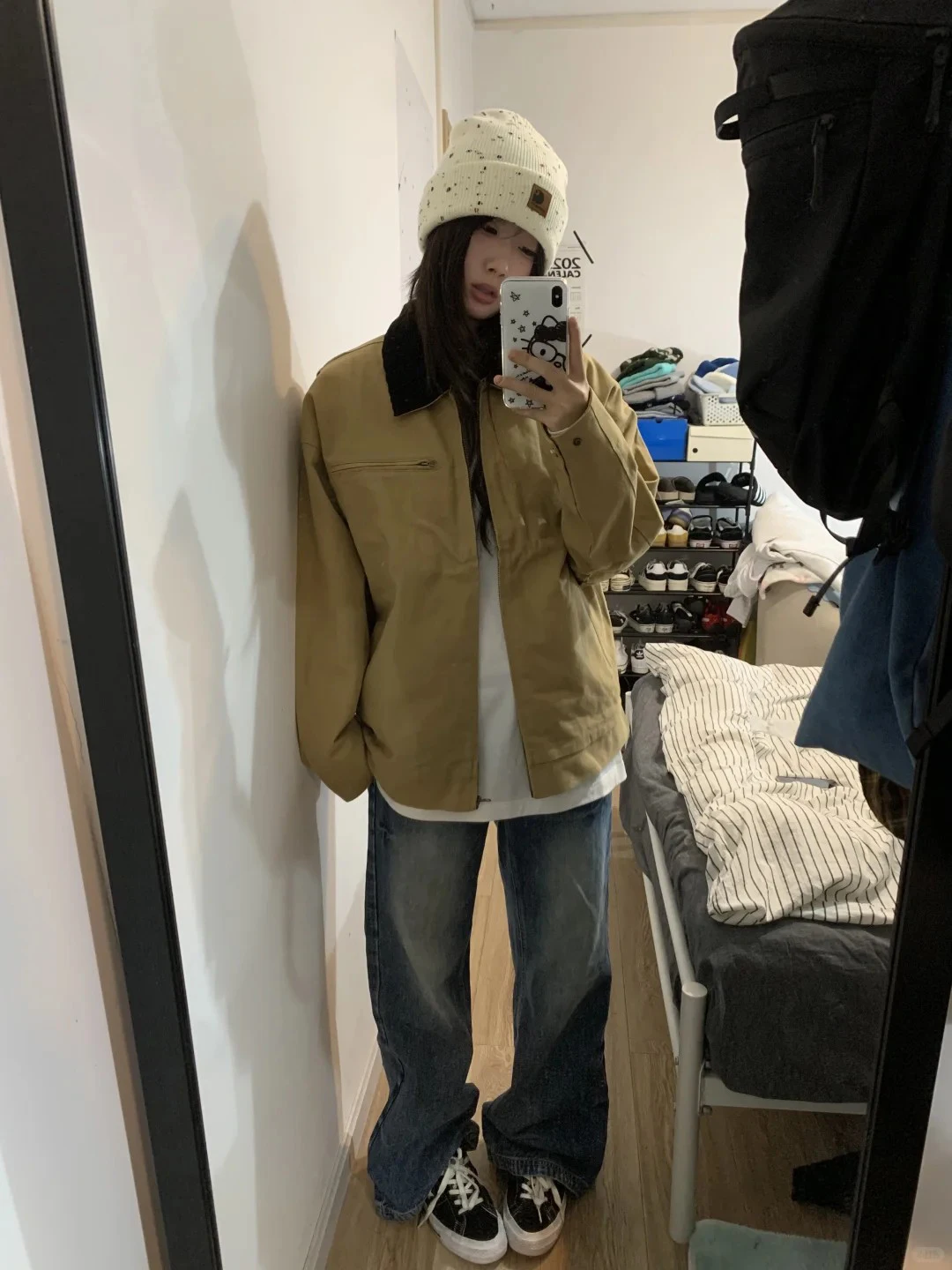 

Deep Khaki Workwear Jaet for Men Spring Autumn American Retro Cleanfit Youth Detroit Collar Jaet Casual Sle Long Sve