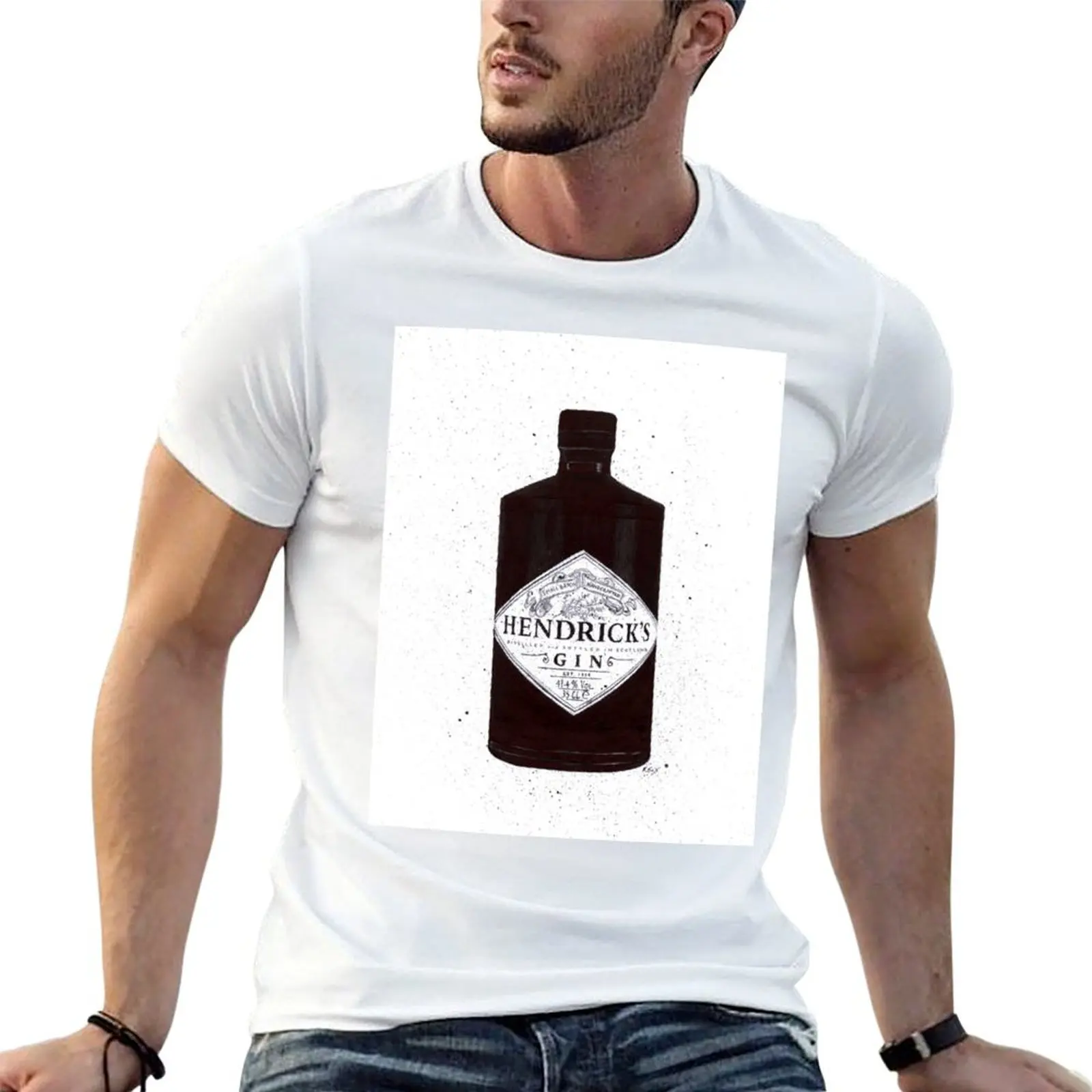 Camiseta con estampado de Hendricks Gin, impresión de Gin, arte de Gin, arte de pared, camiseta con estampado personalizado, camiseta gráfica para hombre