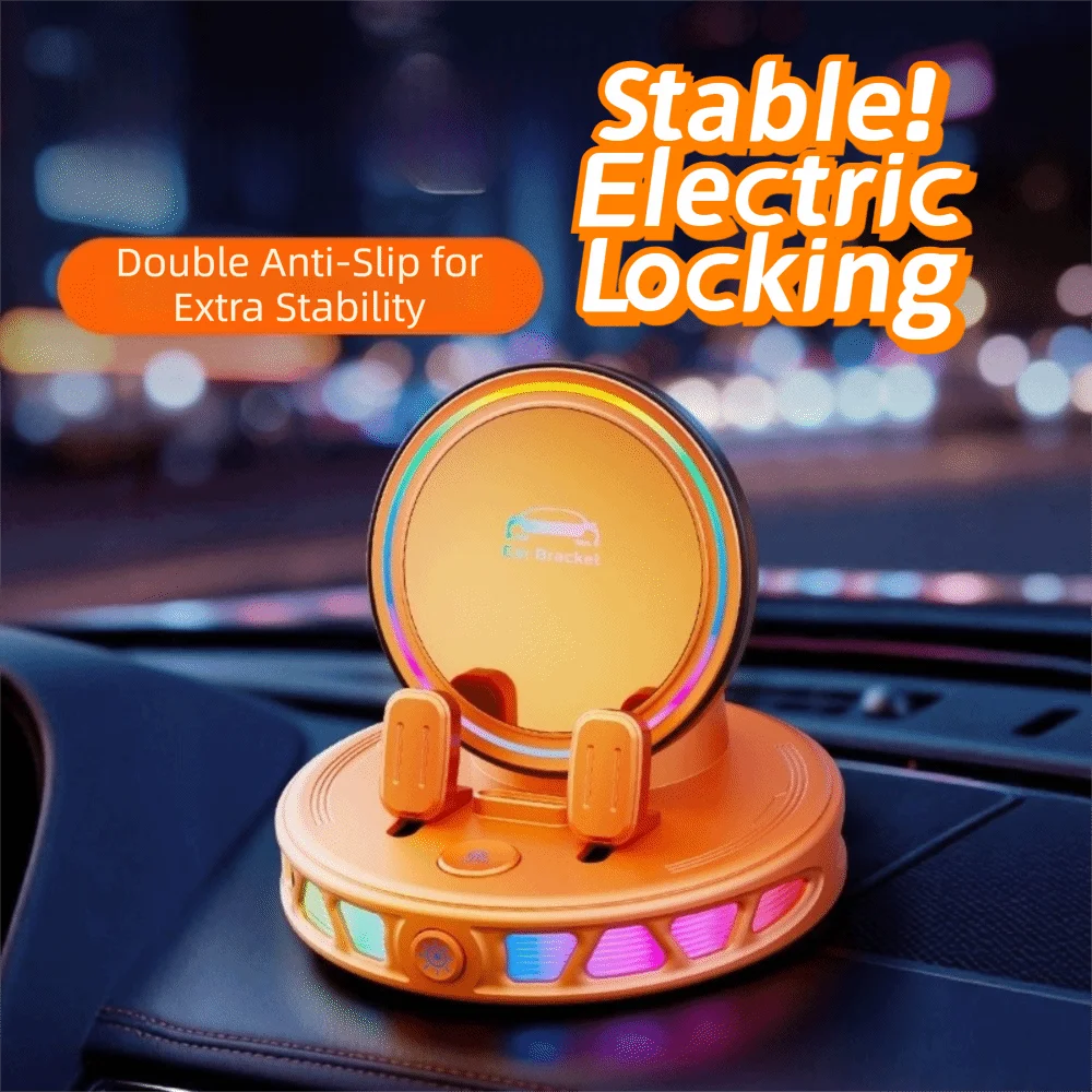 Electric Wireless Charger Car Mount Vacuum Suction Cup 360° Rotation Auto Clamping Phone Holder Adjustable Firm Nano Base