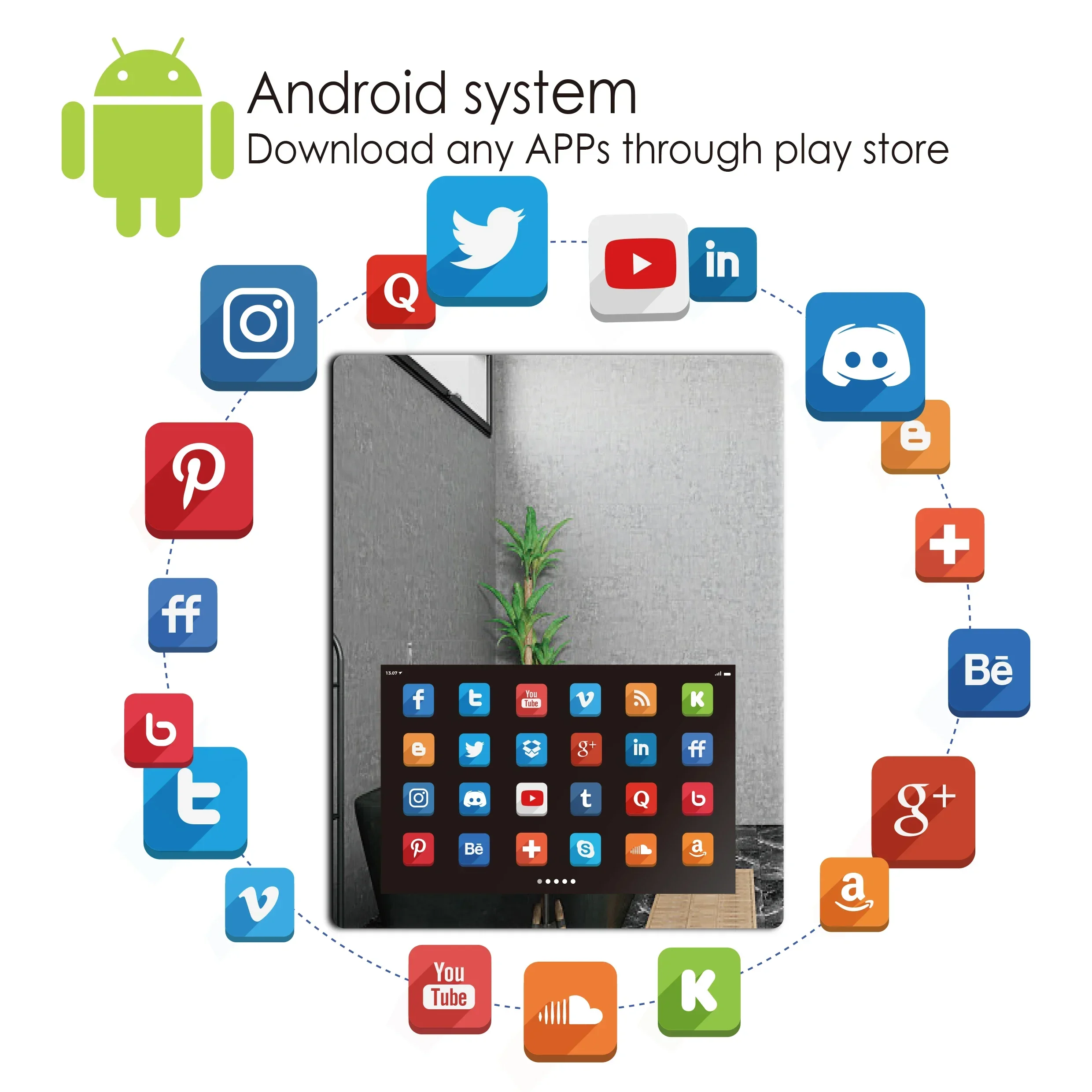 2024 Touchscreen Android System Smart Mirror TV Led ausgefallene Badezimmerspiegel Smart Magic Mirror