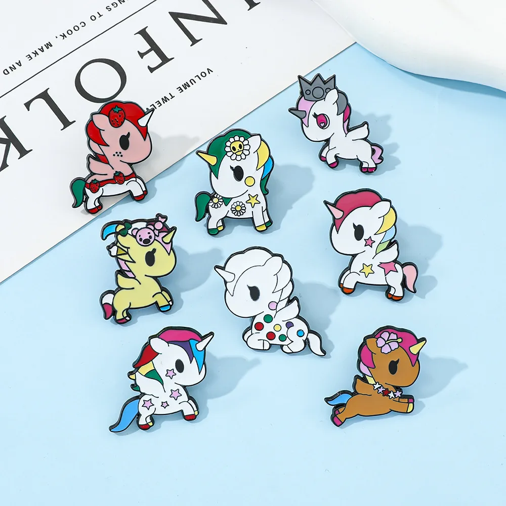 Cute Playful Dreamy Unicorn Enamel Brooch Fashionable and Sweet Badge Brooch Clothing Backpack Hat Decoration Gift