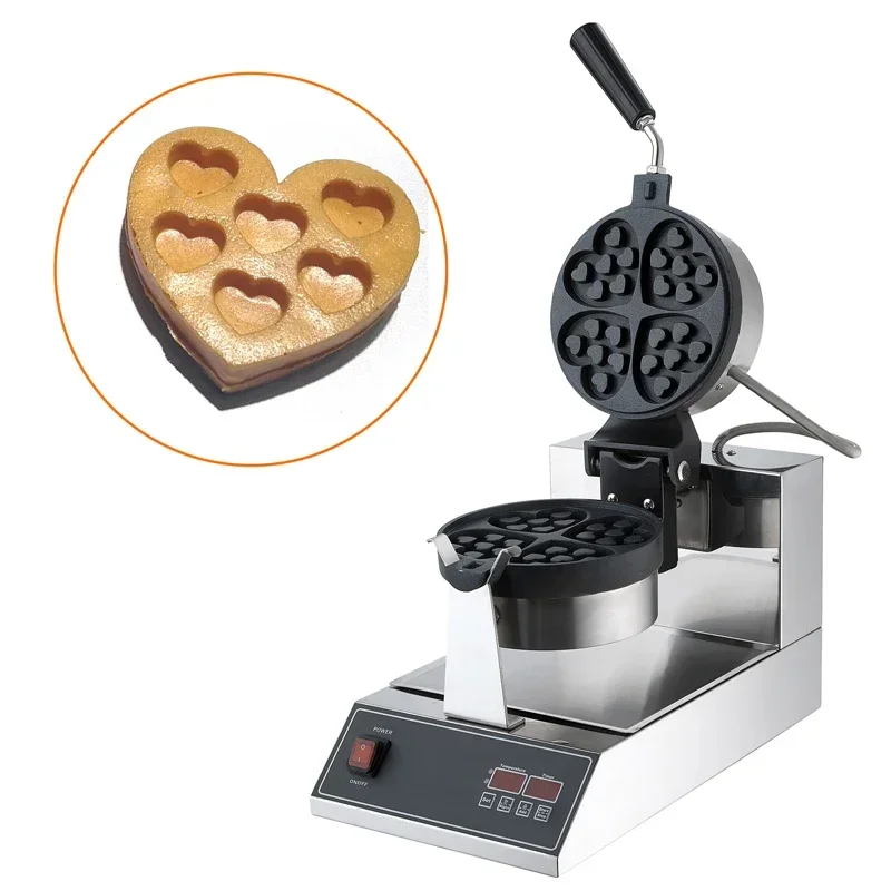 

Popular 220V Commercial Electric Snack Machines Cute Design Heart Shape Waffle Makers For Sale