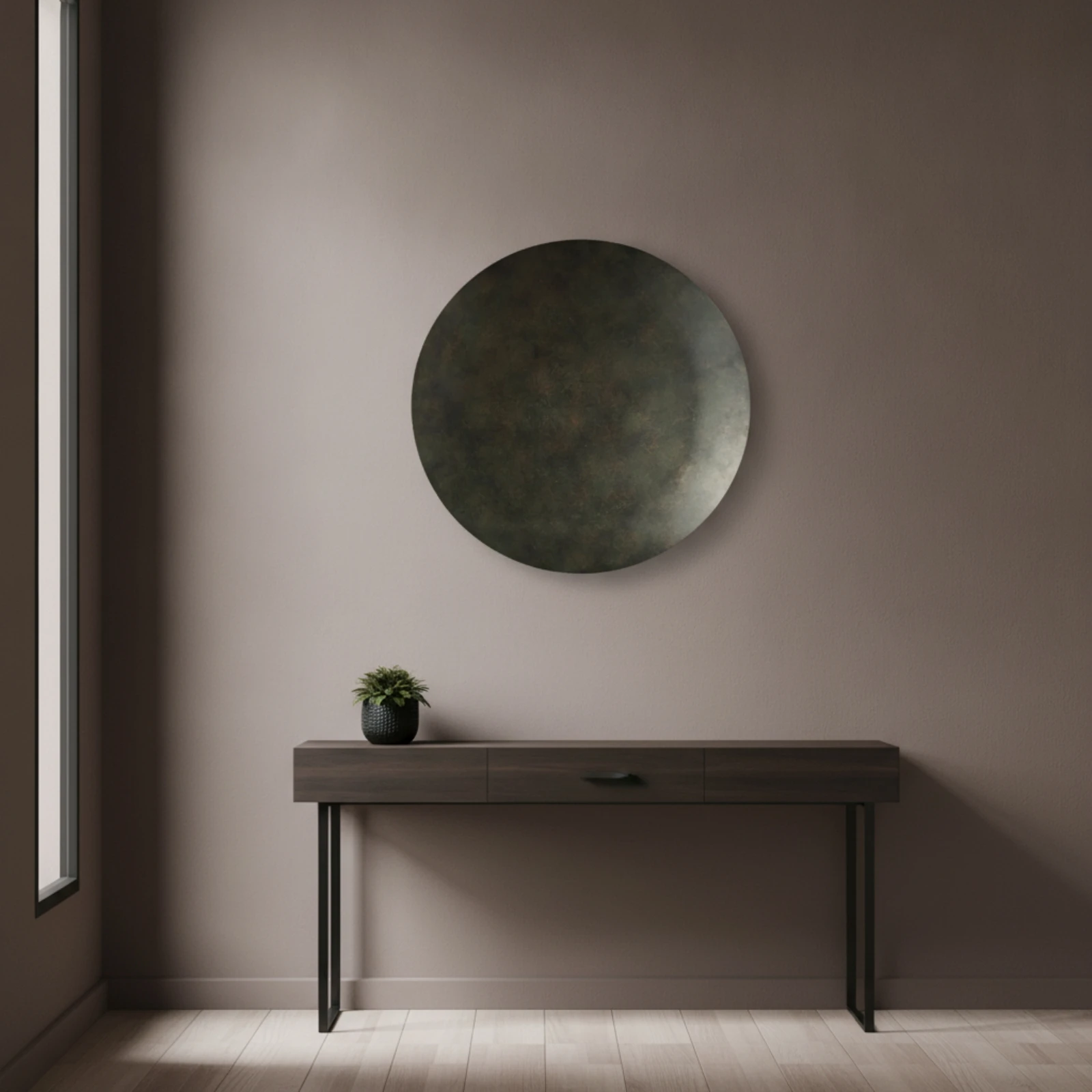 Round Wall Plaque Minimalist Metal Wall Decor Contemporary Long-Lasting for Homeowners, Living Room, Bedroom