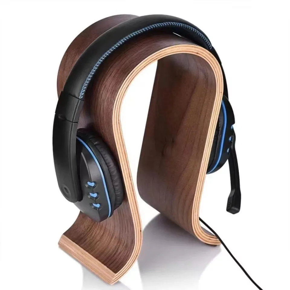

VBESTLIFE U Shape Wooden Headphones Stand Holder Universal for Headset Desk Display Shelf Rack Hanger Stand Bracket for