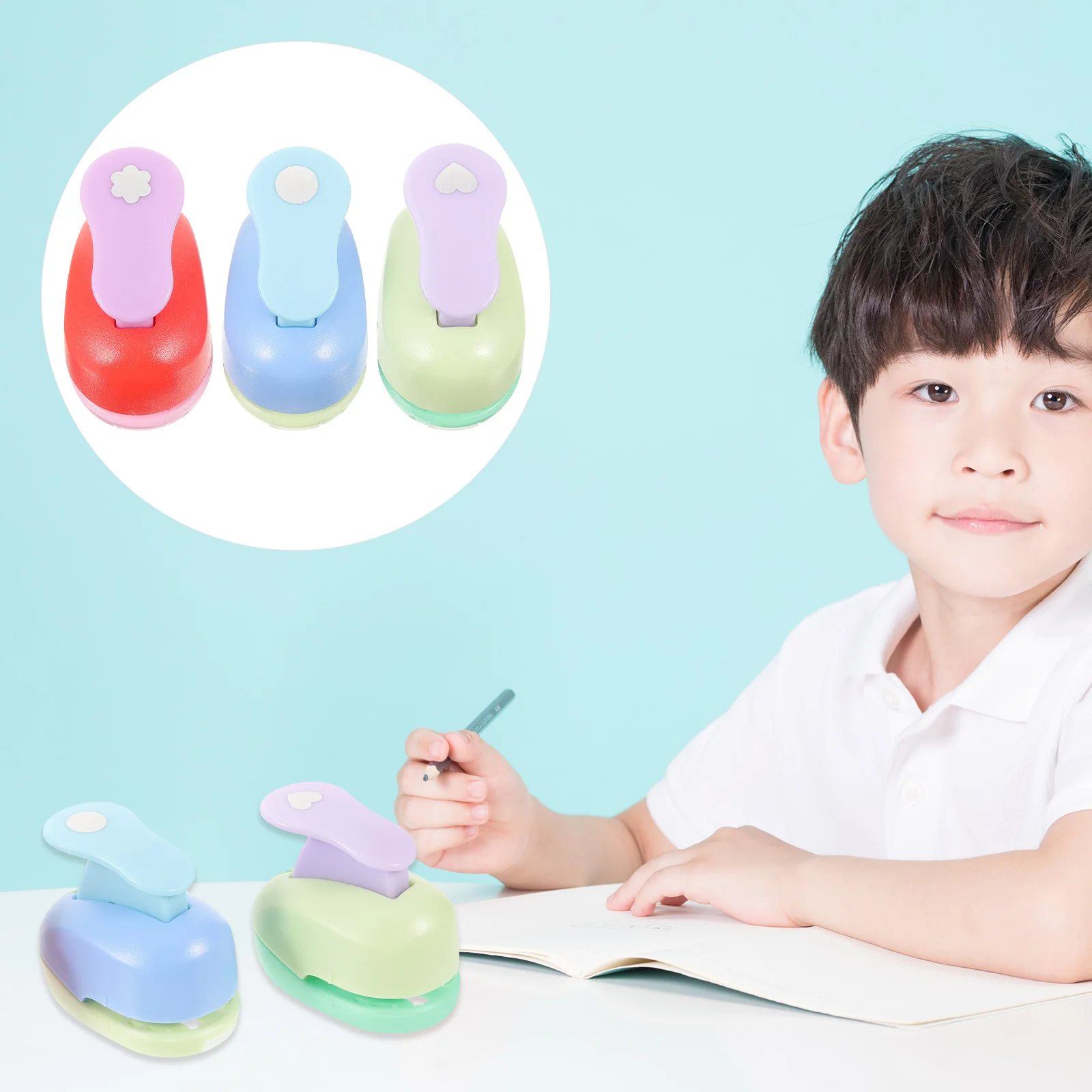 

3Pcs DIY Paper Puncher Lever Press Flower Crafting Tools For Kids Crafts