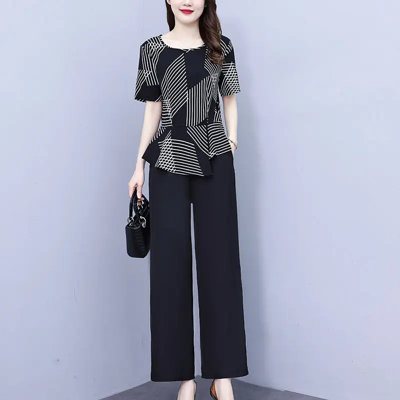 

Baggy Pant Sets for Women 2 Pieces Full Cheap New in Matching Groups Y2k Streetwear Korean Style Outfit Wide Leg Trousers Woman