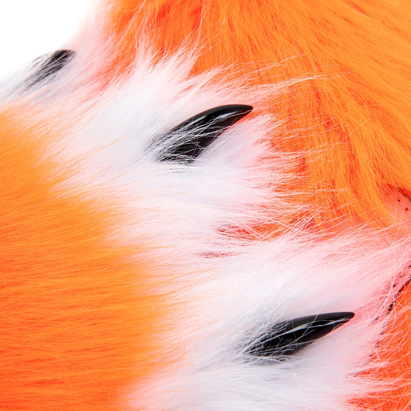 

Пара милых женских зимних сапог с меховыми накладками в виде лап животных, пушистые тапочки, ботинки с когтями кошки, лисы, волка, медведя, аксессуары для косплея и костюмов