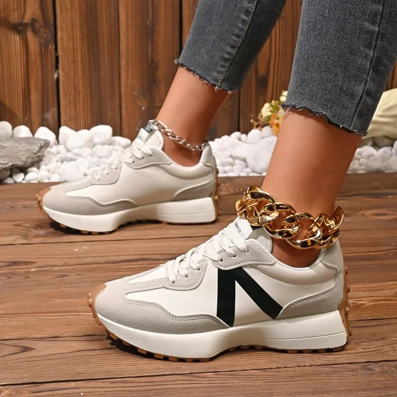 Damen-Freizeitschuhe, modisch, lässig, mit Schnürung, bequeme Turnschuhe mit dicken Sohlen, Outdoor-Walking-Laufschuhe, 2025, neu