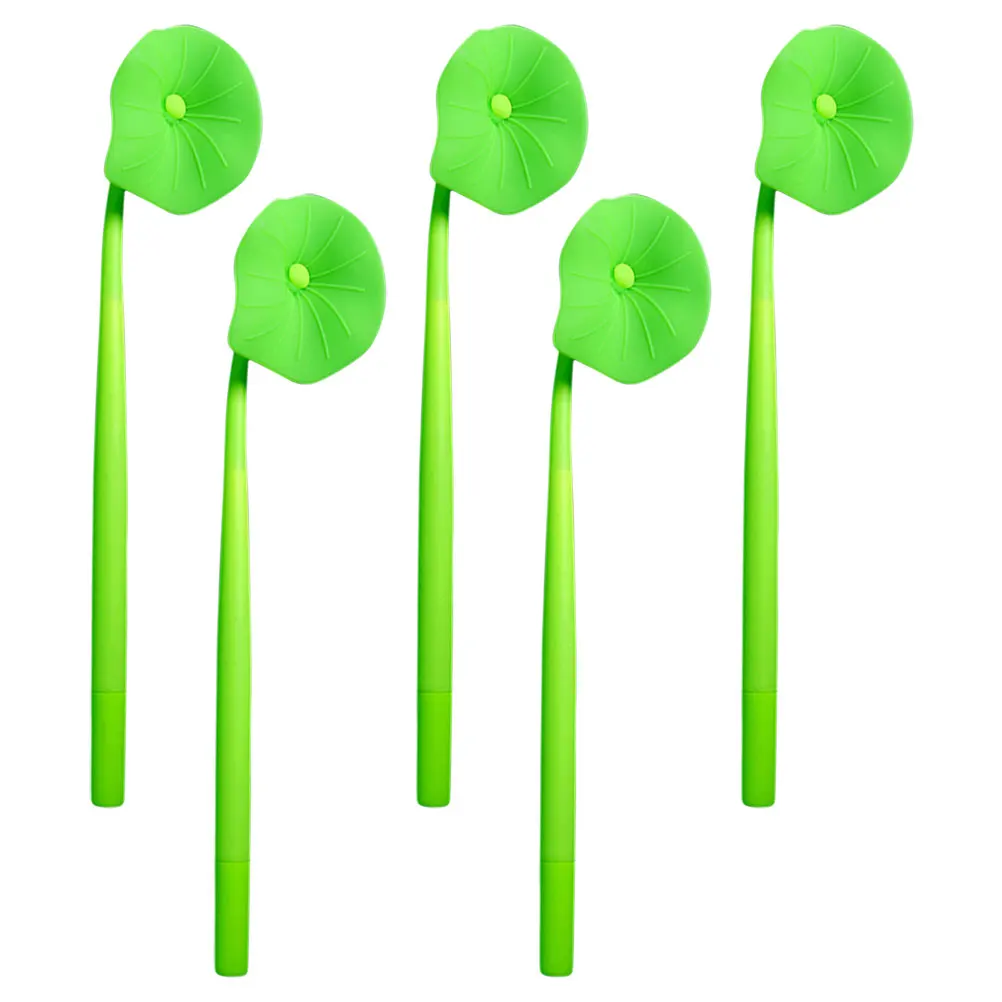 

5 Pcs Lotus Leaf Gel Pen School Stationery Kawaii Writing Pens Prize Liquid Ink