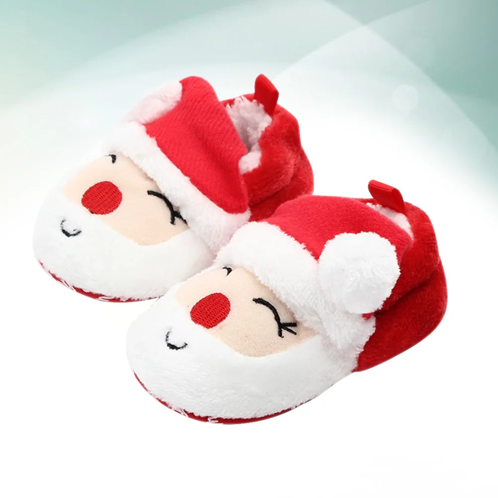 

1 Pair 11Cm -Lined Baby Shoes Non-Slip Rubber Sole Soft Prewalker Moccasins For Infant Toddlers Girls Red White