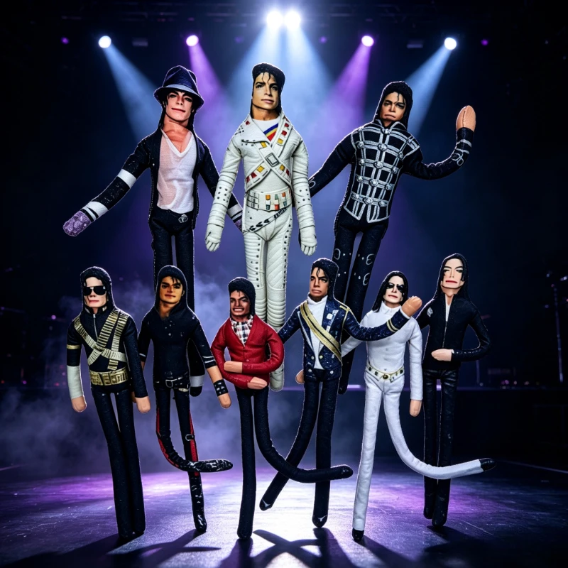 New Michael Jackson 28cm Cosplay Prop Doll Plush Stuffed Figure Dolls Room Decoration Abstract Joint Mobility Props Gift
