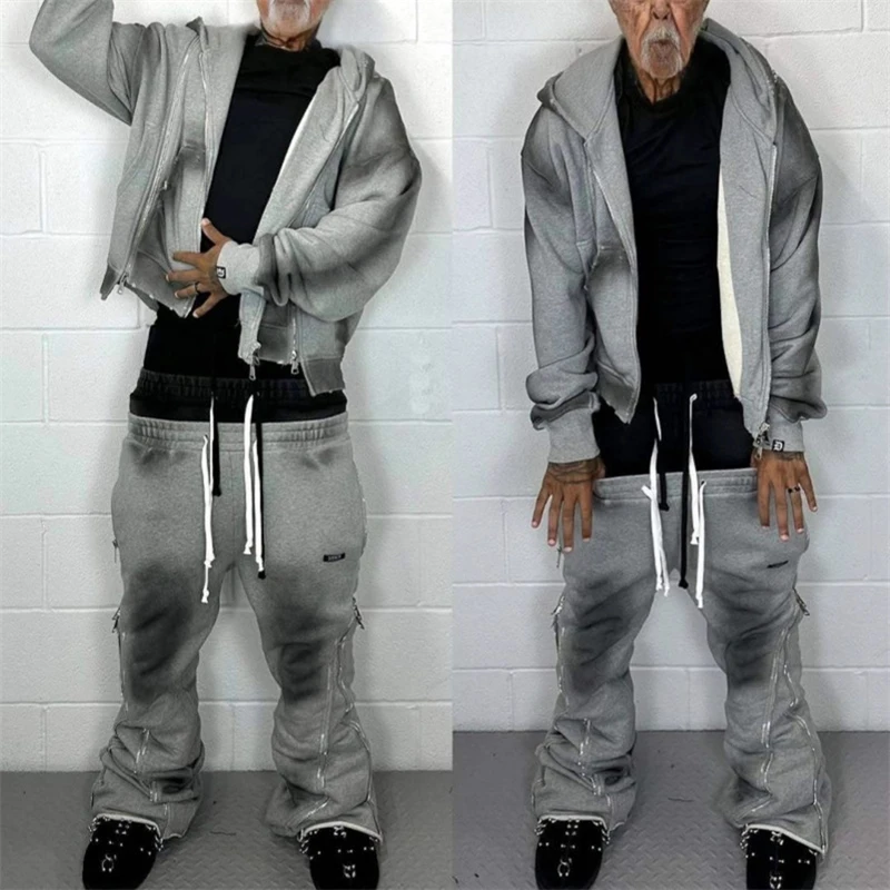 Amerykańska bluza unisex z zamkiem błyskawicznym, w stylu high street, casualowa odzież uliczna dla mężczyzn i kobiet, idealny prezent na co dzień na jesień.