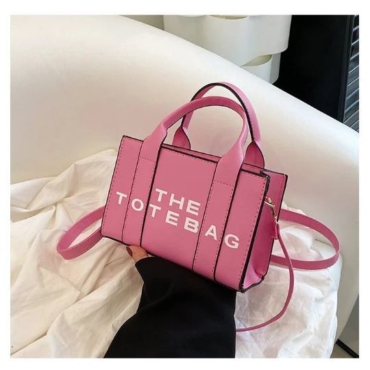 Pink Mini Fashion Trend Girl Woman Messenger Shoulder PU PVC Leather Women Lady Bags Handbag Phone Case Purses Square Tote Bag