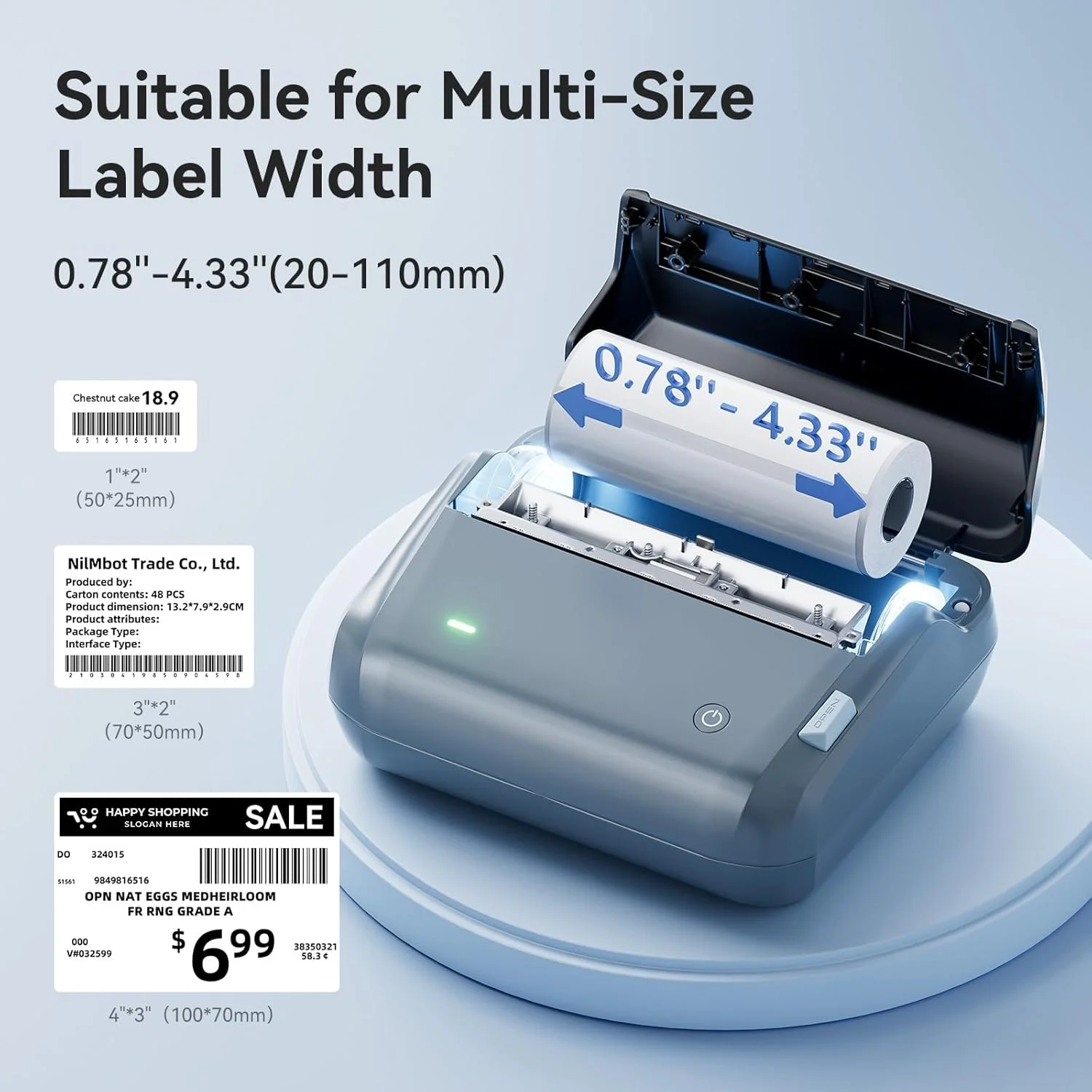 NIIMBOT B4 Potable 4inch Label Printer 20-110mmm Print Width Label Shipping Barcode Sticker Big Size Multiple Devices Connected