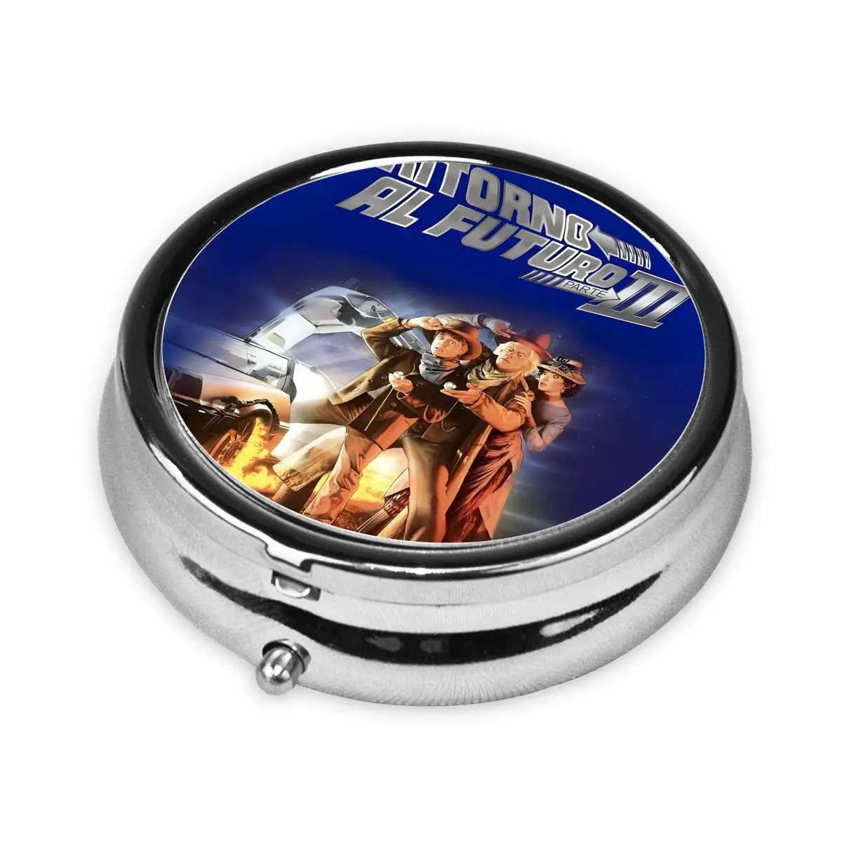 العودة إلى المستقبل حافظة حبوب منع الحمل الصغيرة المحمولة لمحفظة الخيال العلمي الكوميدي فيلم الطب حقيبة للتخزين صندوق حبوب منع الحمل للسفر