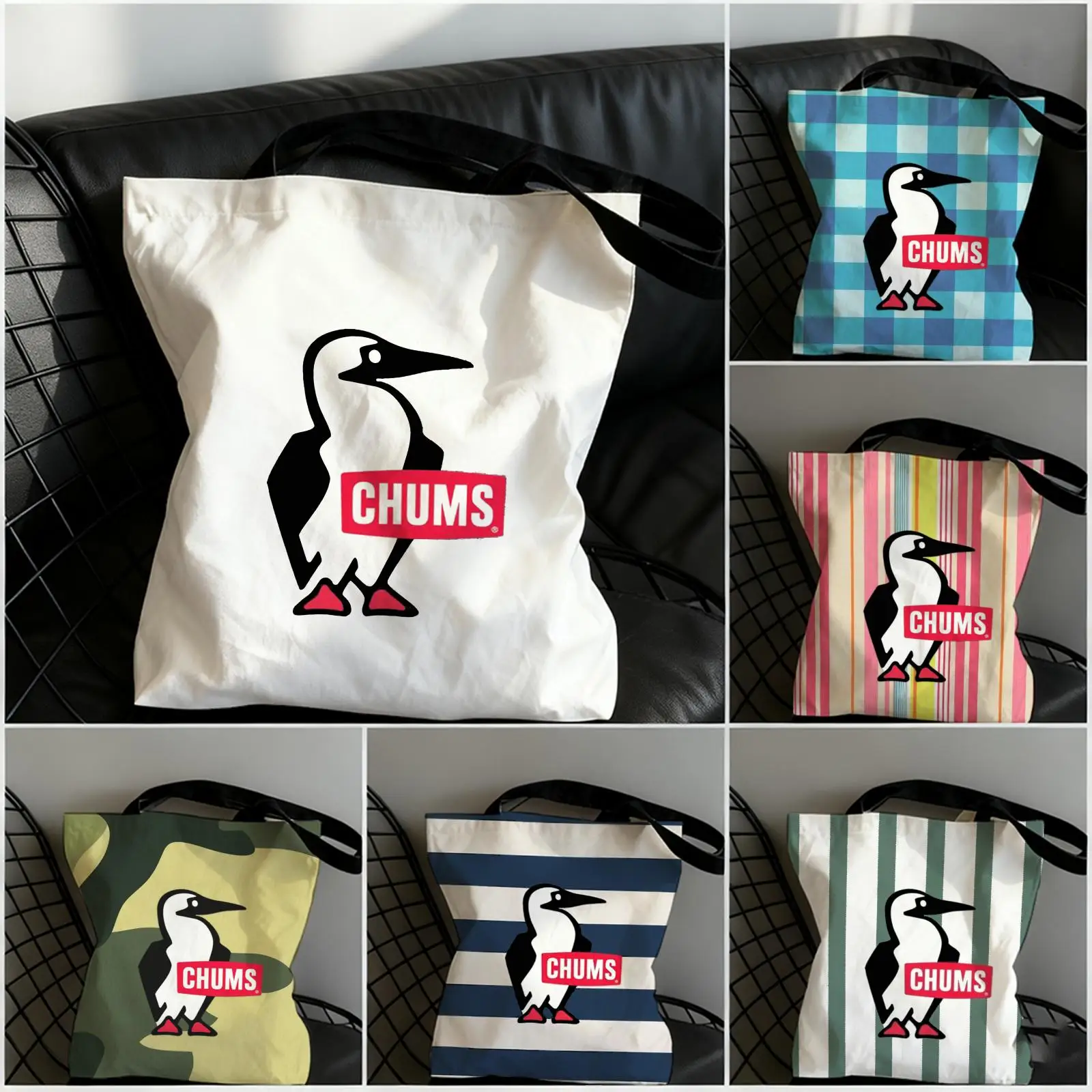 Bolsas de Armazenamento Fashion C-Chums-s, Bolsa de Lona com Impressão em Ambos os Lados, Grande Capacidade, Bolsa de Compras Fashion