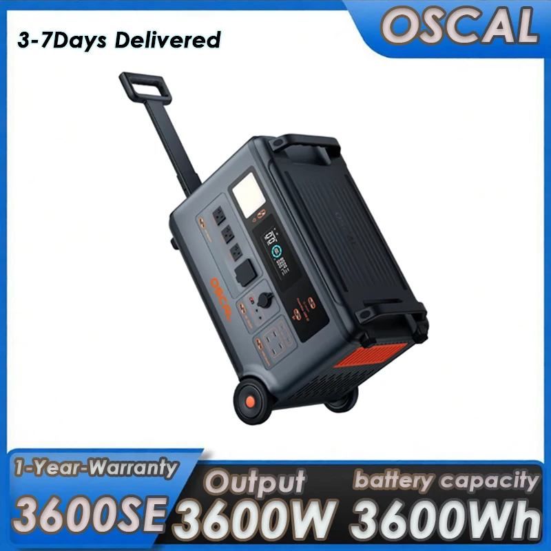 OSCAL PowerMax 3600SE Tragbare Powerstation 3600W 3600Wh LiFePO4-Batterie USB-C PD Schnellladung für Camping, Wandern, Roadtrips, Campingplätze und lange Outdoor-Aktivitäten