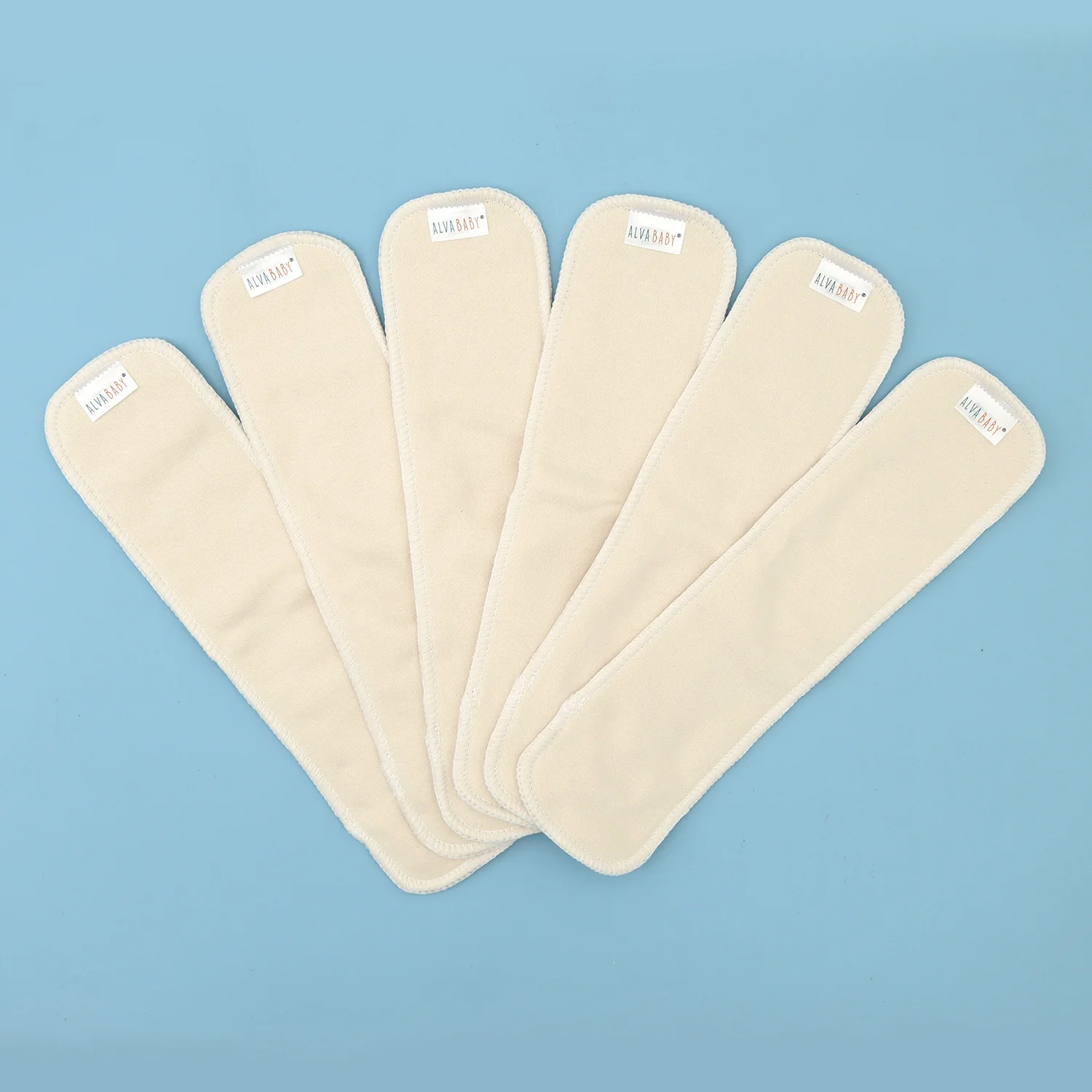 

6 шт. ALVABABY вставка из конопли для новорожденных, многоразовые тканевые подгузники, вставка для новорожденных, моющаяся, 4 слоя, вставка для подгузника из конопли, размер для новорожденных