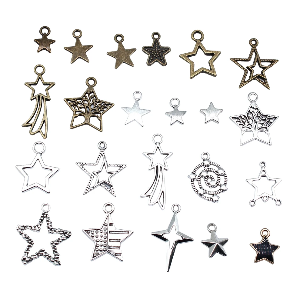 20 sztuk gwiazd Charms do tworzenia biżuterii tybetański brąz srebrny kolor wisiorki antyczne tworzenie biżuterii DIY Handmade Craft — zdjęcie 3