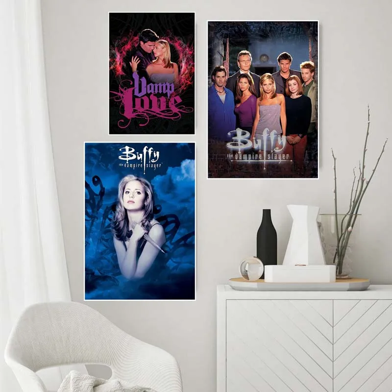 Modern Style Buffy The Vampire Slayer Poster White Paper Wall Stickers Living Room Decor Bar Home Art Decoration Painting Mural