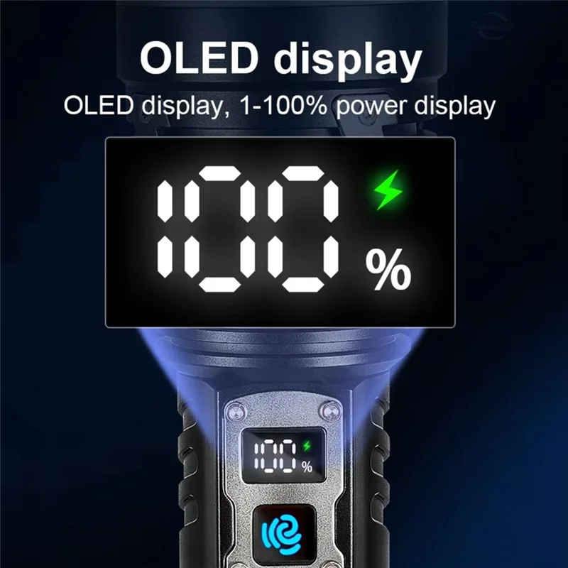 Latarka LED XHP360 2025 Najmocniejsza Ładowalna USB Lampa 26650 Ultra Jasna Taktyczna, Latarnia