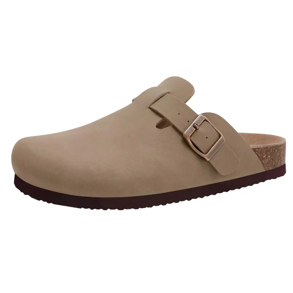 Kidmi New Faux Suede Clogs for Women Men Clogs Soft Cork Footbed Mules Comfort Potato Shoes with Arch Support Beach Sandals, image 7