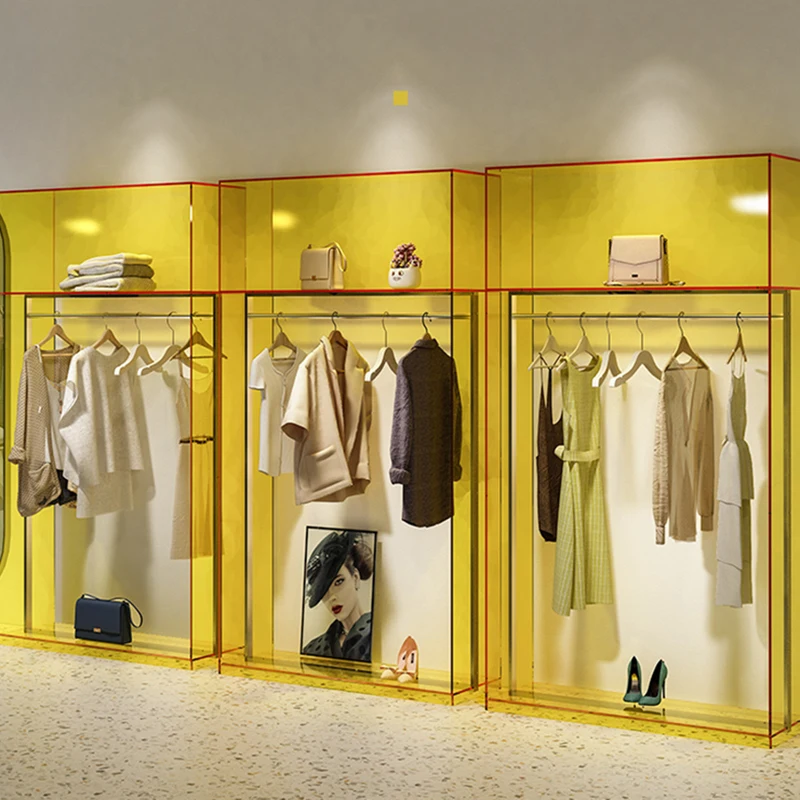 Acrylic Clothing Display Rack Transparent Display Cloth Cabinet Multifunctional Acrylic Shelves Rack For Boutique