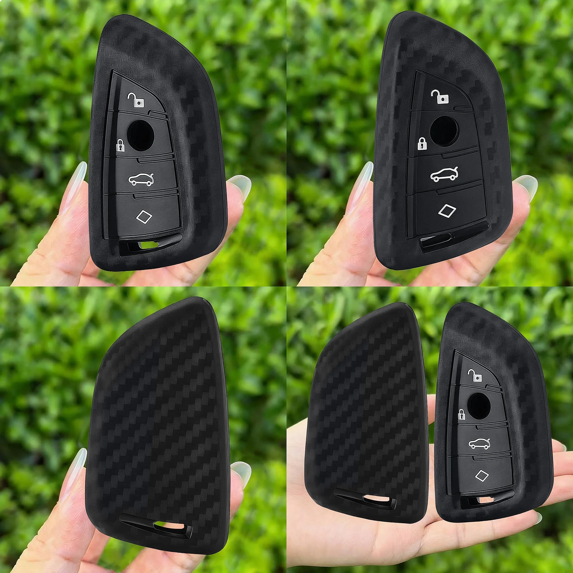 Silicone Carbon Fiber Key Fob Cover For BMW X1 X3 X4 X5 X6 F15 F16 F48 G30 G38 5 7 Series Auto Key Shell Remote Case