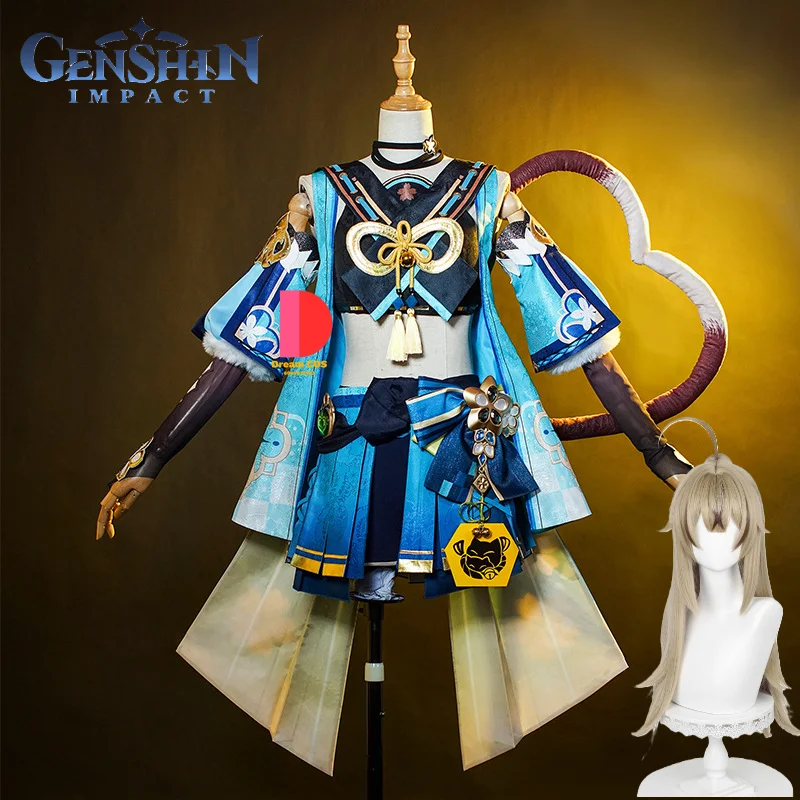 

Game Genshin Impact Kirara Cosplay with Ears Tails Suit Cosplay Costumes for Women Courier Cat Halloween Carnival Party Outfit