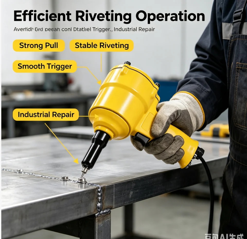 Pneumatic Air Blind Rivet Gun 4.8mm Automatic POP Riveters Riveting Tool Pull Force 1848KGS