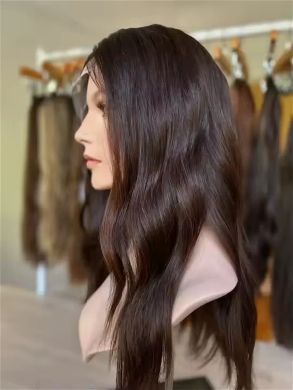 

2026 Party Cosplay Daily Use Brown Lowlights Synthetic HD Lace Front Wigs with Natural Density Wig Middle Part Wig Women's Wig