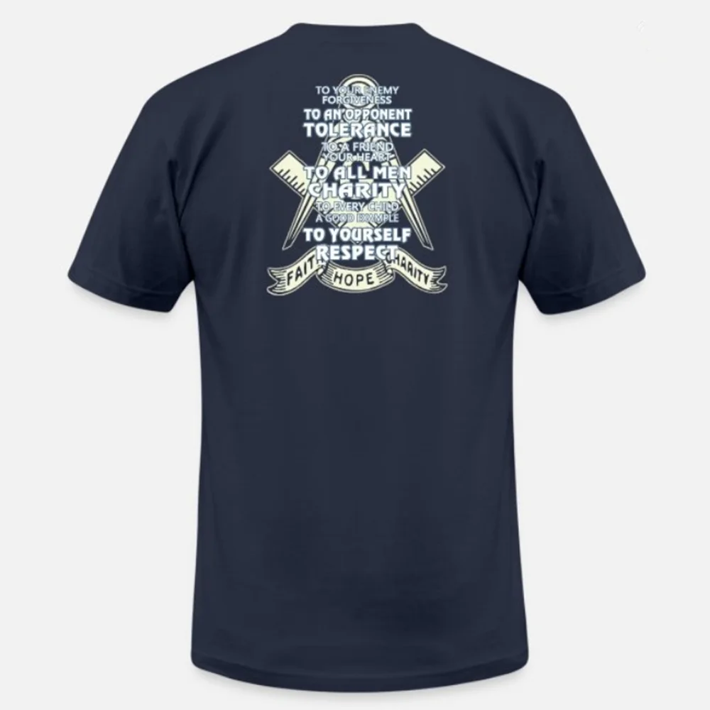 Faith Hope Charity Freemason Quote Masonic Symbol T-Shirt 100% Cotton O-Neck Short Sleeve Summer Casual Mens T-shirt Size S-3XL