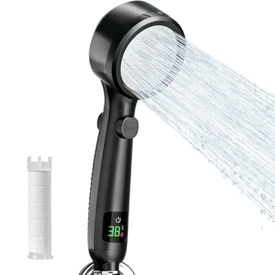 

Filter Shower Head, Shower Head with Temperature Display and Filter, High Pressure Water Flow and Multiple Spray Modes