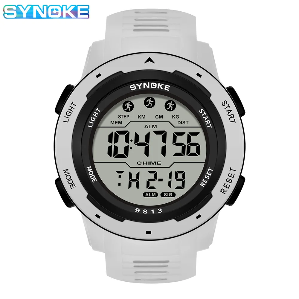 SYNOKE Men Digital Watch Sports Watches Timing Function Alarm Clock Waterproof 50M Digital Watch Military Clock Large Screen