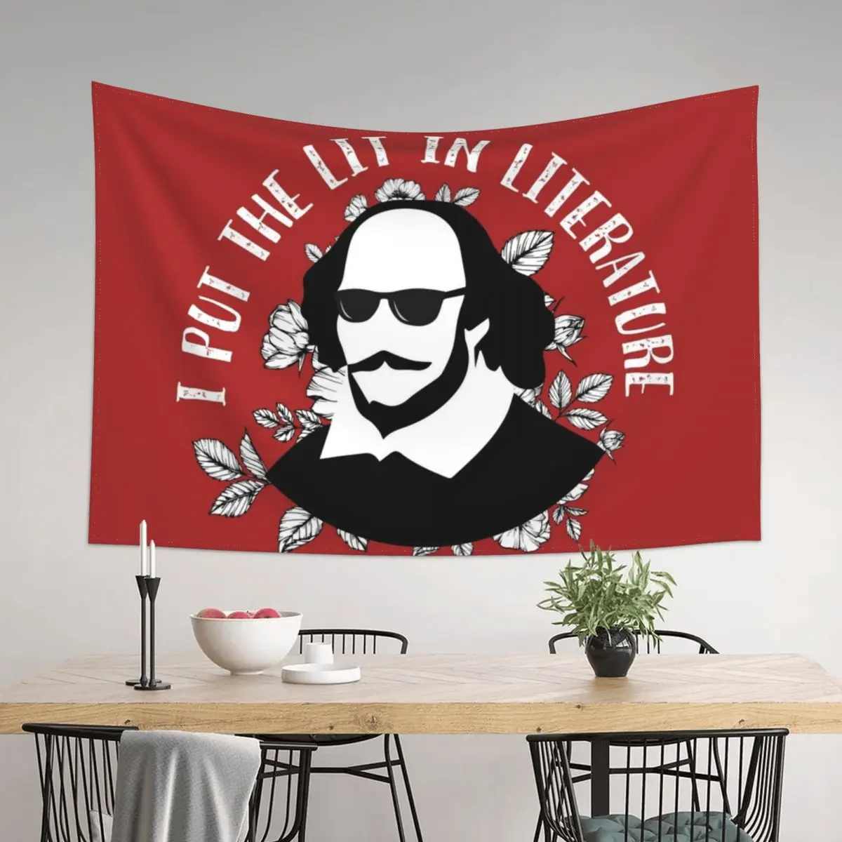 

Cool Shakespeare - I Put the Lit in Literature (Red version) Tapestry Room Design Wall Tapestries For Bedroom Funny Tapestry