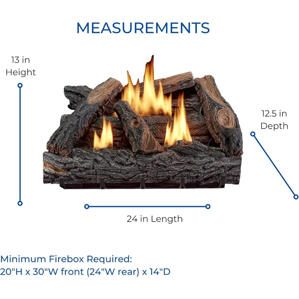 سجلات مدفأة مزدوجة الوقود بدون فتحات، 32000 وحدة حرارية بريطانية، تسخين ما يصل إلى 1100 قدم مربع، توافق الغاز الطبيعي/LP