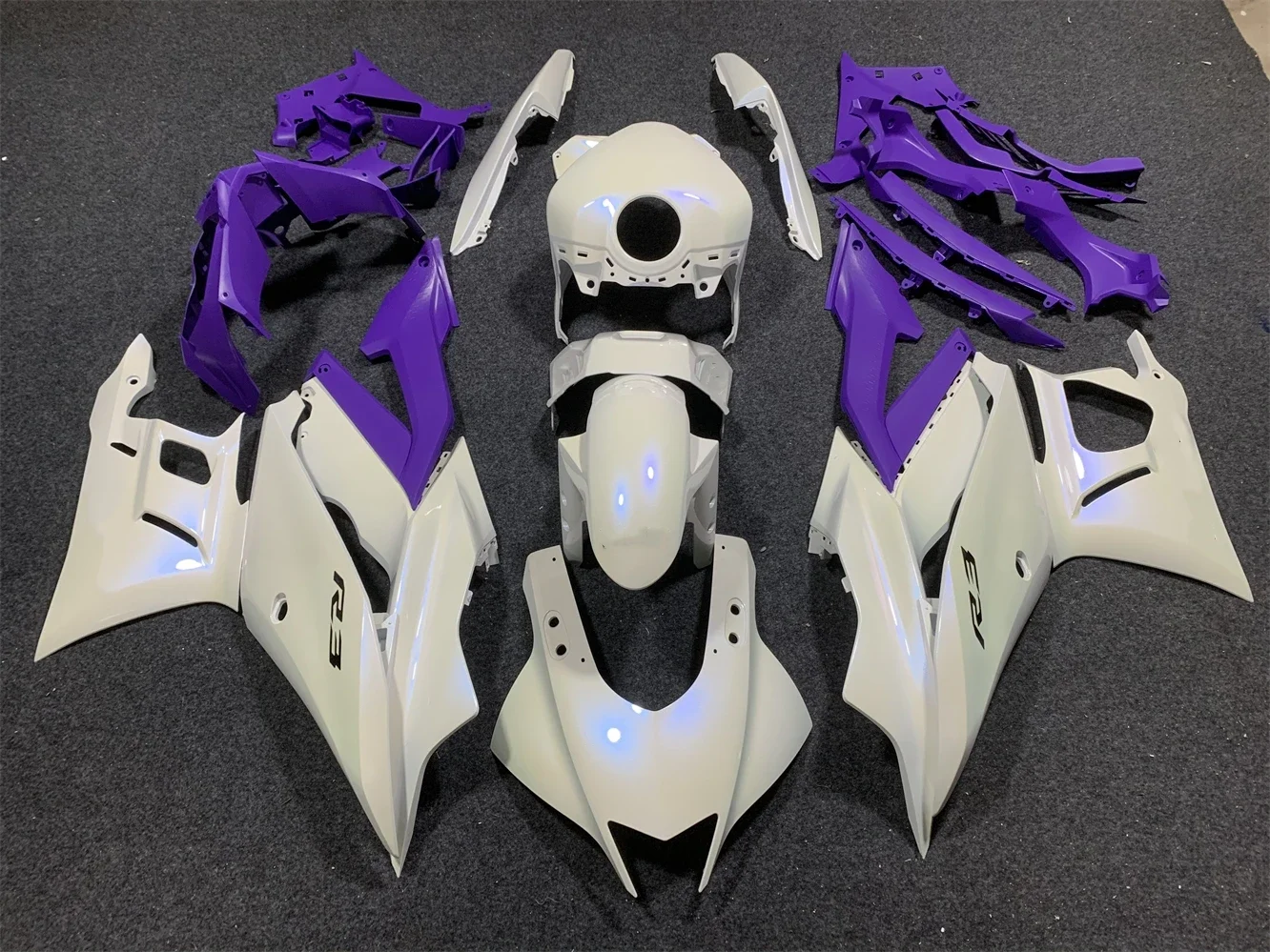 Motorcycle Fairing kit for Yamaha R25 2019 2020 2021 2022 2023 year R3 19-23 Fairing White purple motorcycle housing