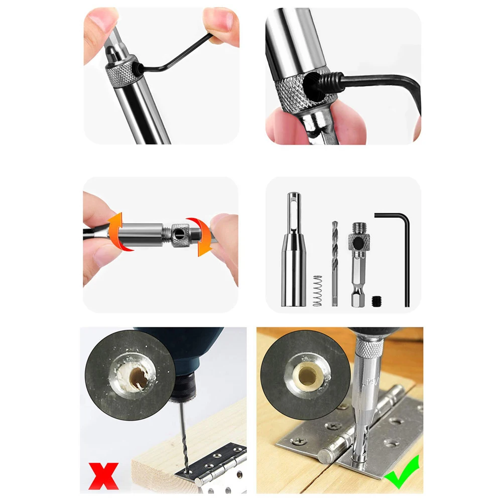 HSS Self Centering Hinge Drill Bit Door Window Cabinet Woodworking Hole Puncher Wood Reaming Tool Countersink Drill Bits Set