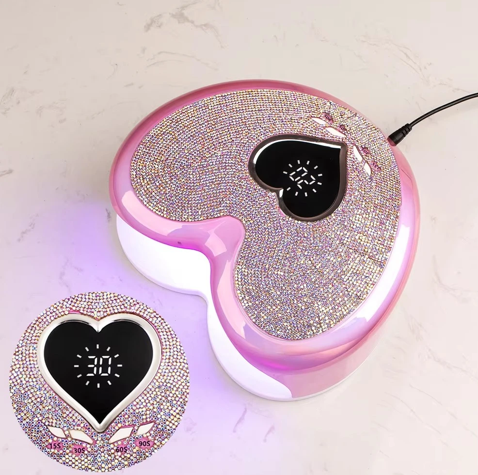

Pink Heart Nail Lamps 96w Nail Lamp Nail Dryer Machine Professional With Diamond