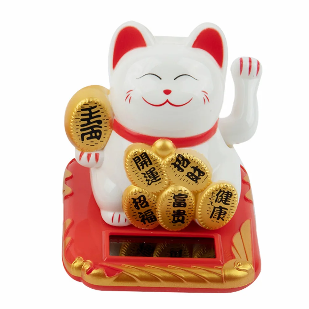 

2.5 Inch Japanese Solar Lucky Cat Electric Waving Arms Lucky Cat Cashier New Store Opening Gift For Good Luck Car Ornaments