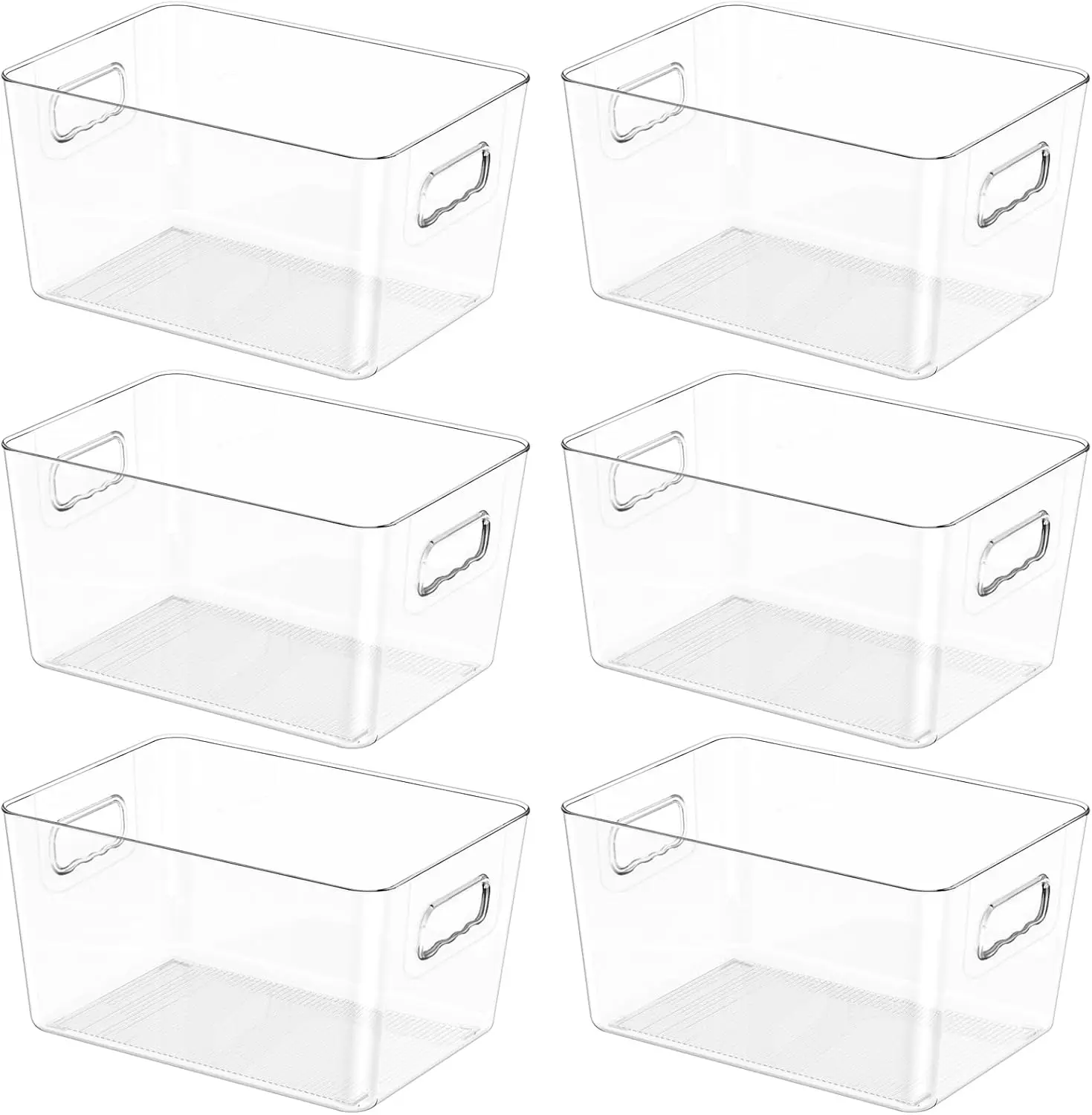 

Refrigerator Organizers and Storage Bins, 6 PK Plastic Clear Storage Bins, BPA Free Freezer Organizer Stackable Storage