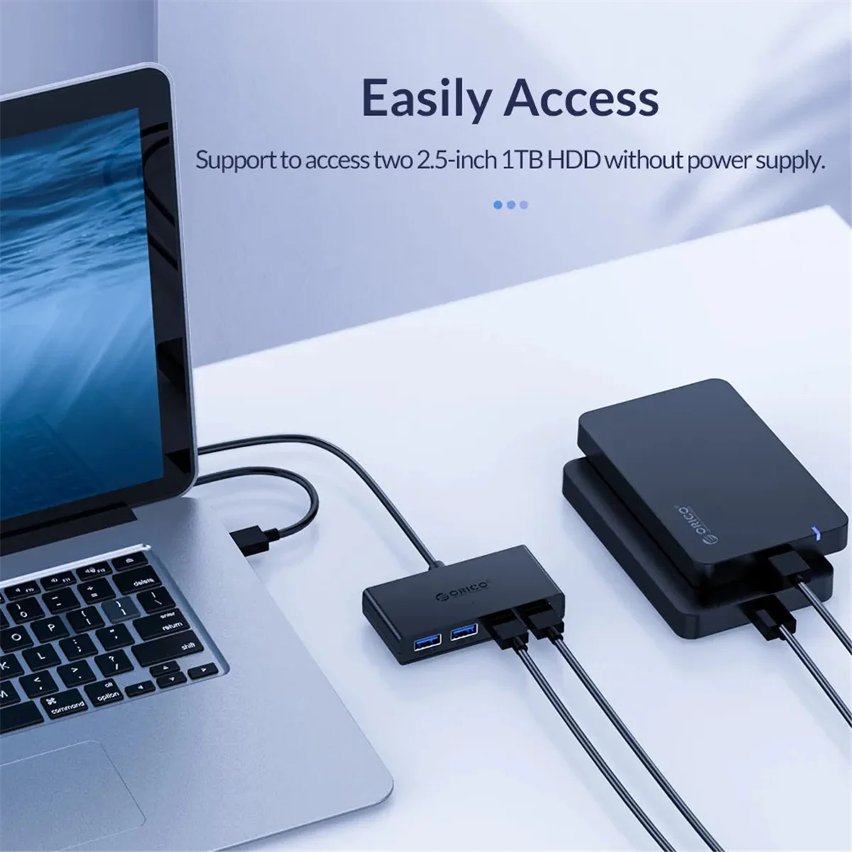 ORICO-Hub con 4 puertos USB 3,0, divisor con fuente de alimentación para PC, Windows, Mac, accesorios de ordenador, 150cm